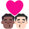 Kiss- Man- Man- Medium-Dark Skin Tone- Light Skin Tone emoji on Microsoft